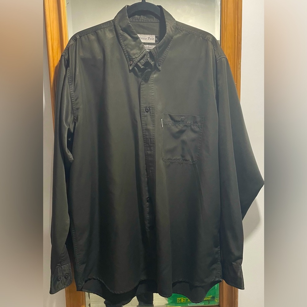 Dark green Button up Shirt in Velvet texture